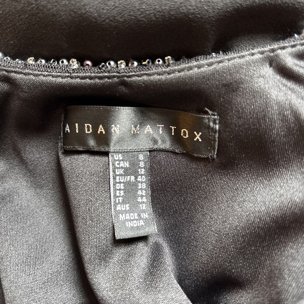 Aidan Mattox Beaded Maxi Dress Size 8 Black Backless Formal Evening Wear Wedding - Picture 13 of 16